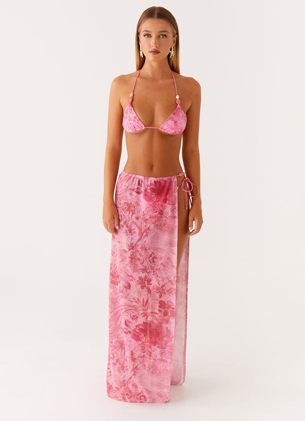 peppermayo Peppermayo Exclusive - Here For It Beaded Maxi Skirt - Pink Print