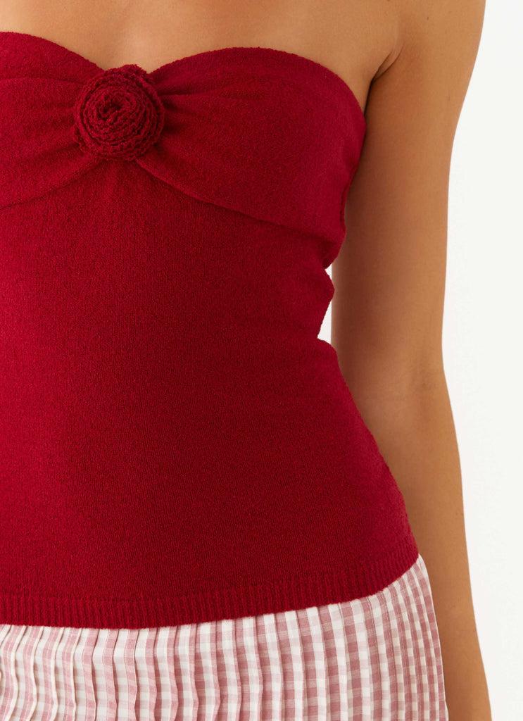 Peppermayo Peppermayo Exclusive - Hidden Hills Knit Rose Top - Maroon