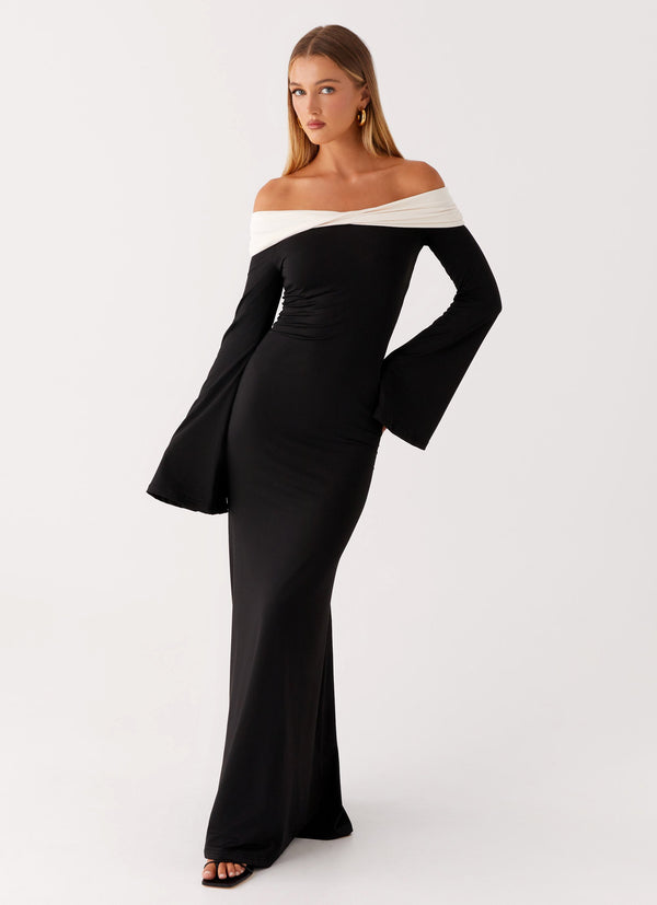 peppermayo Peppermayo Exclusive - Hits Different Long Sleeve Maxi Dress - Black