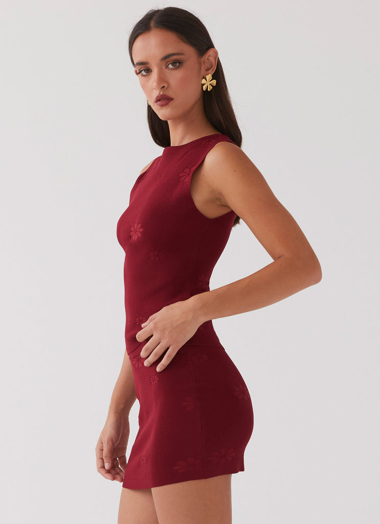 Peppermayo Peppermayo Exclusive - Holly Knit Mini Skirt - Rouge Red