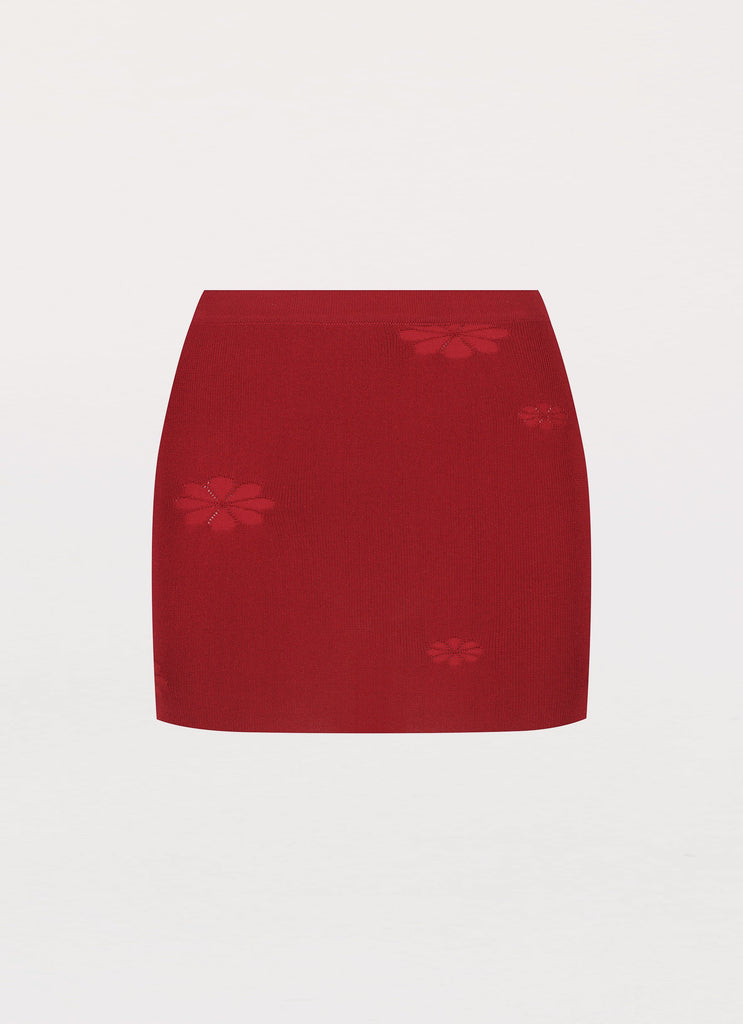 Peppermayo Peppermayo Exclusive - Holly Knit Mini Skirt - Rouge Red