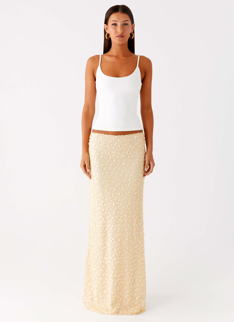 Peppermayo Peppermayo Exclusive - Honestly Sequin Maxi Skirt - Yellow