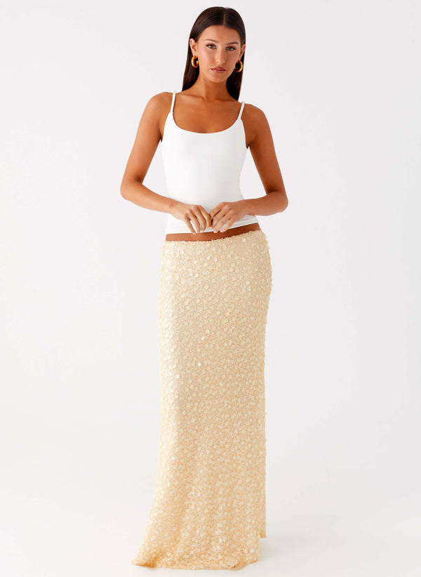 peppermayo Peppermayo Exclusive - Honestly Sequin Maxi Skirt - Yellow