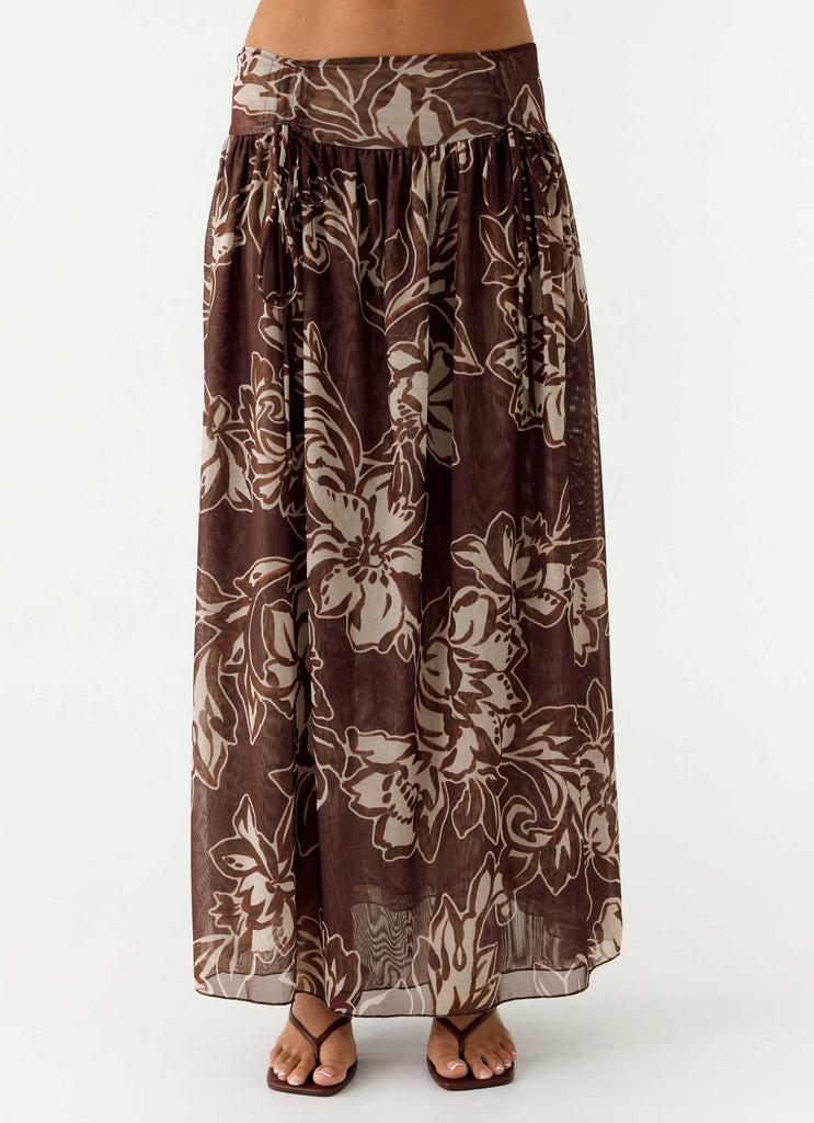 Peppermayo Peppermayo Exclusive - Hot Like Me Maxi Skirt - Espresso Meadow