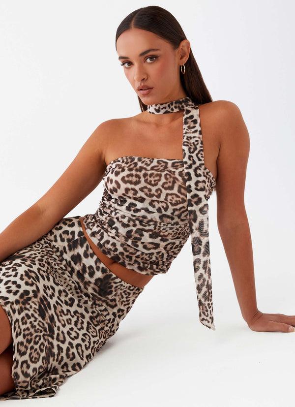 peppermayo Peppermayo Exclusive - Hot Like Me Scarf Top - Leopard