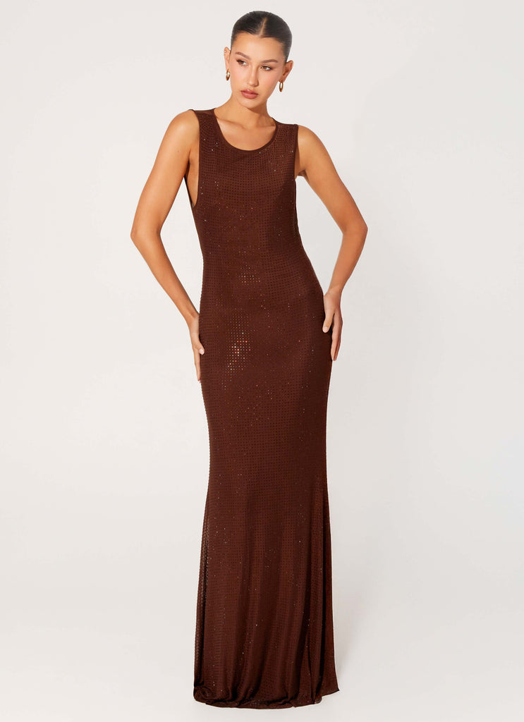 Peppermayo Peppermayo Exclusive - Hot Sequins Maxi Dress - Chocolate