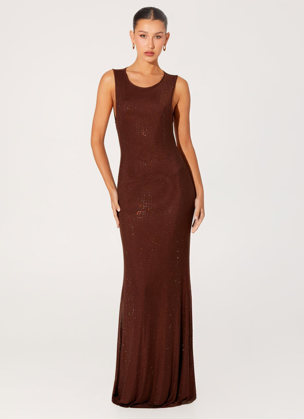 peppermayo Peppermayo Exclusive - Hot Sequins Maxi Dress - Chocolate