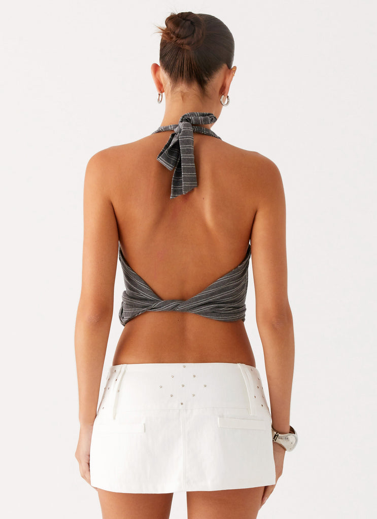 Peppermayo Peppermayo Exclusive - Hot Shot Studded Denim Mini Skort - White