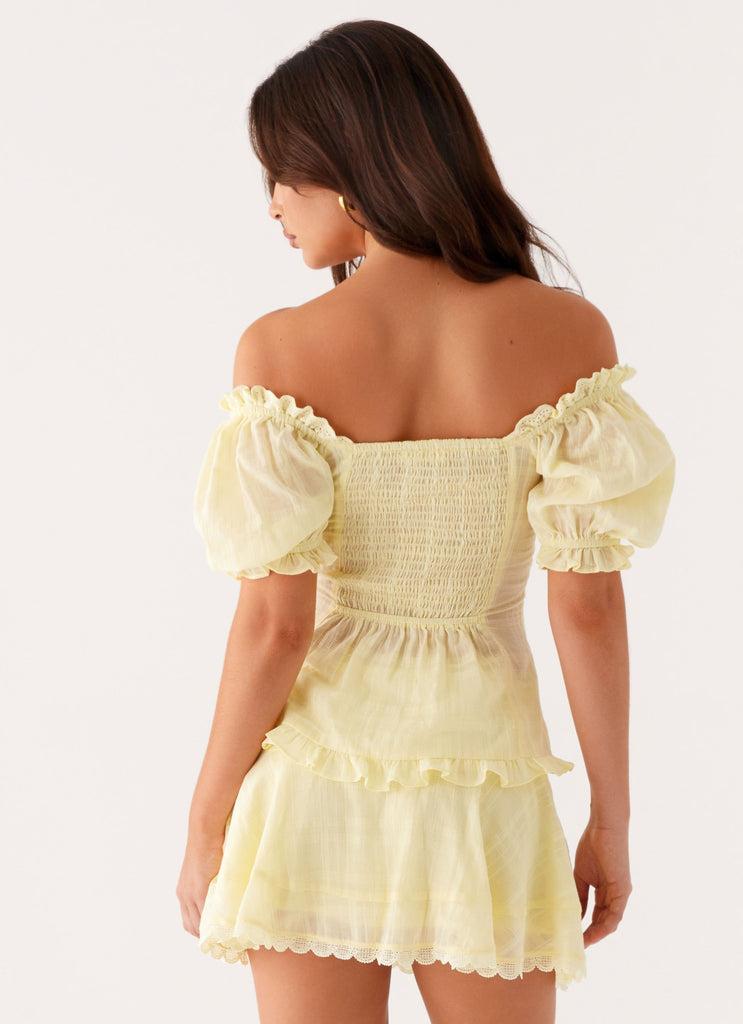 Peppermayo Peppermayo Exclusive - Hundred Percent Puff Sleeve Top - Yellow