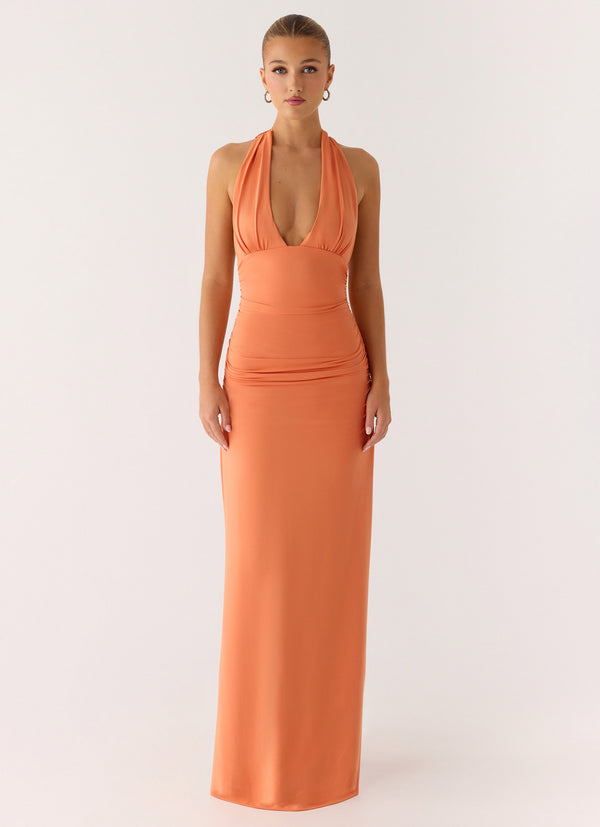 peppermayo Peppermayo Exclusive - Ilaria Halter Maxi Dress - Apricot