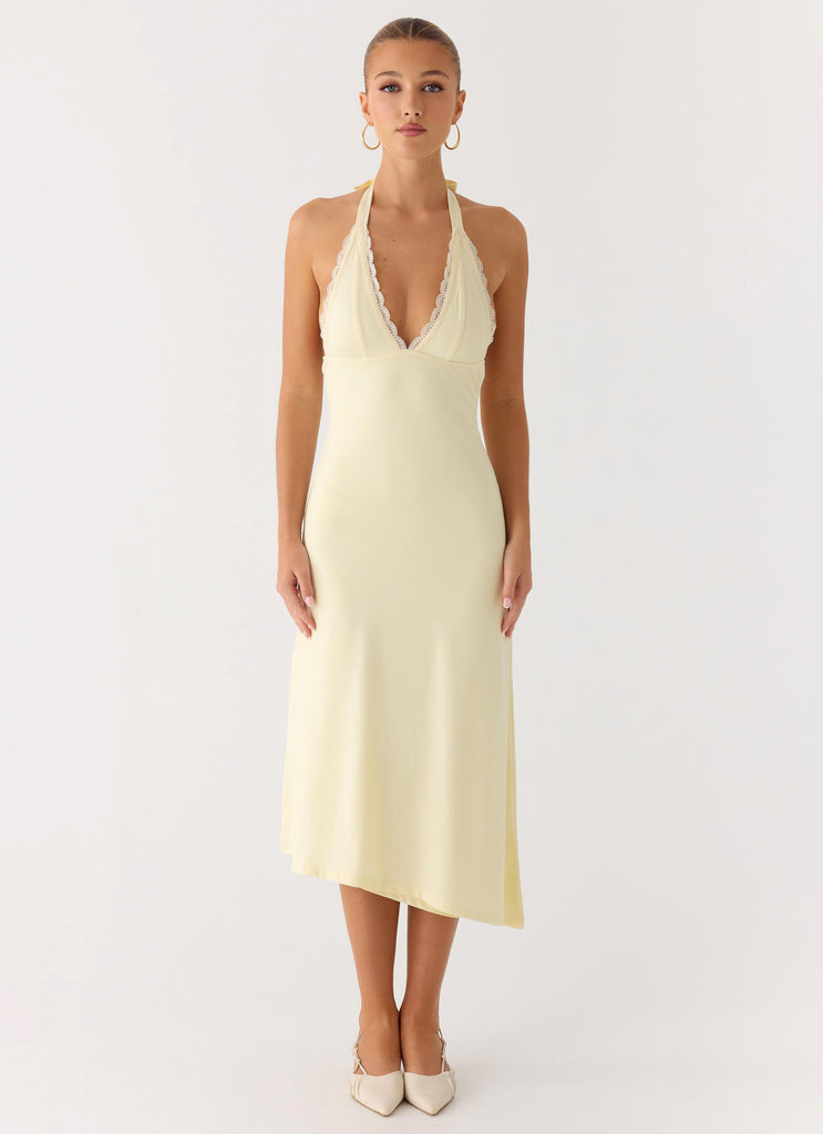 Peppermayo Peppermayo Exclusive - Illuminate Halter Midi Dress - Butter Yellow