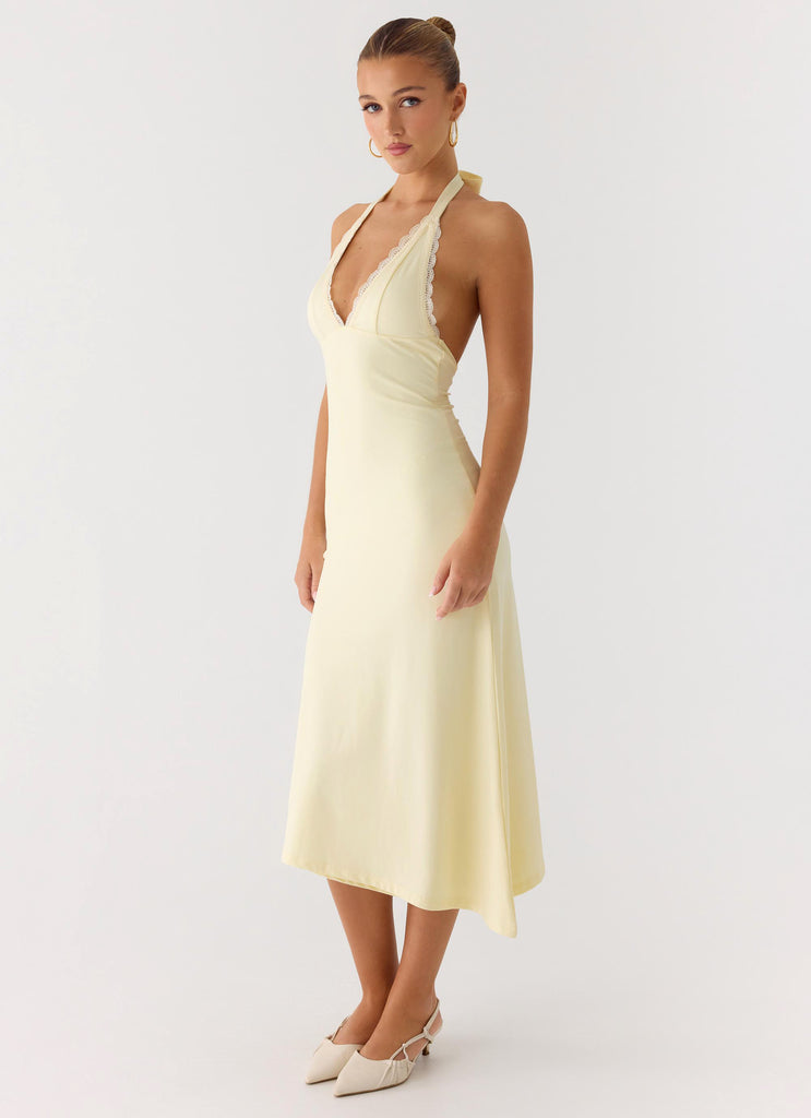 Peppermayo Peppermayo Exclusive - Illuminate Halter Midi Dress - Butter Yellow
