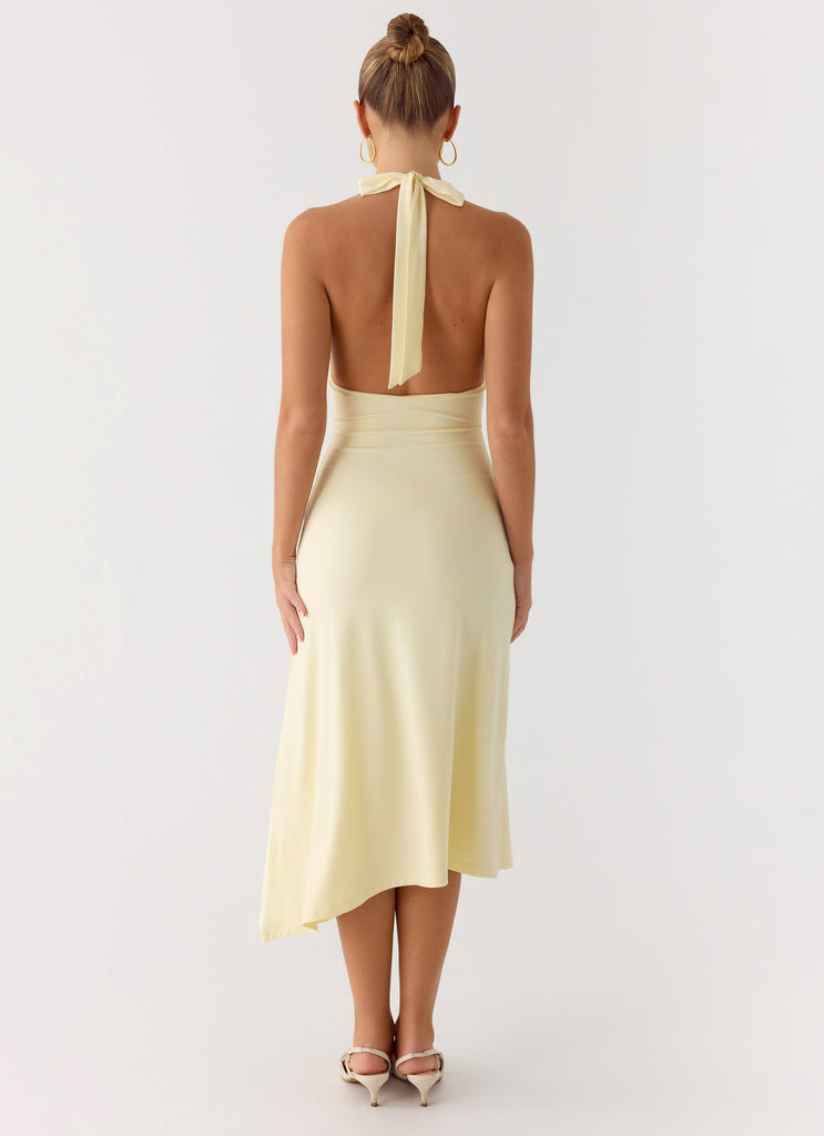 Peppermayo Peppermayo Exclusive - Illuminate Halter Midi Dress - Butter Yellow