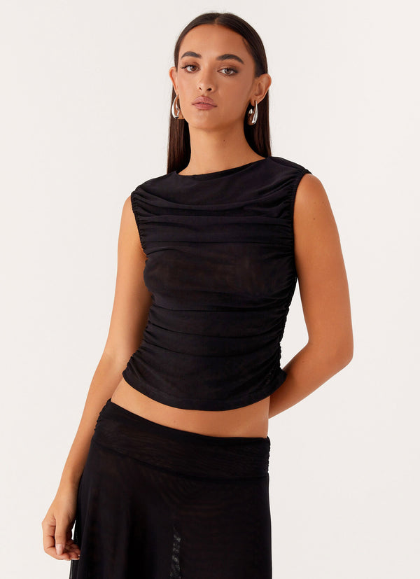 peppermayo Peppermayo Exclusive - In The Atmosphere Mesh Top - Black