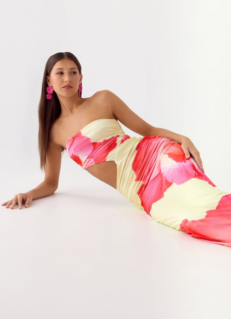 Peppermayo Peppermayo Exclusive - In The Rhythm Maxi Dress - Yellow Floral Spritz