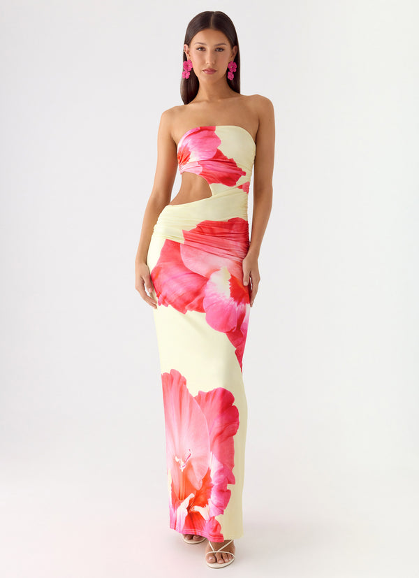 peppermayo Peppermayo Exclusive - In The Rhythm Maxi Dress - Yellow Floral Spritz