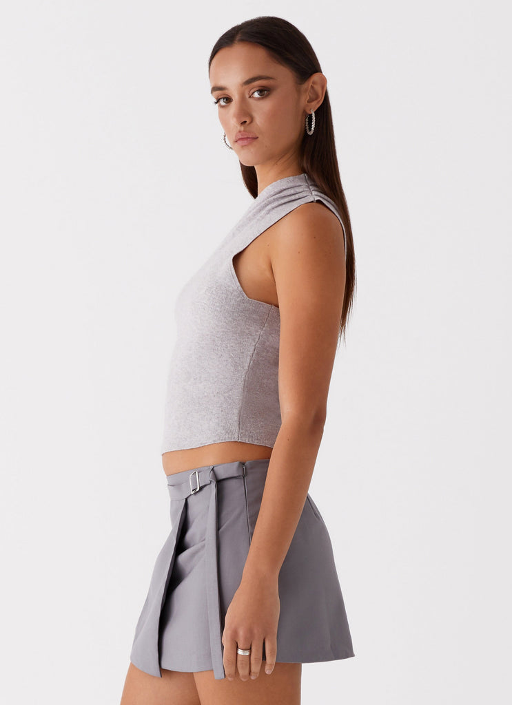 Peppermayo Peppermayo Exclusive - Indy One Shoulder Knit Top - Grey