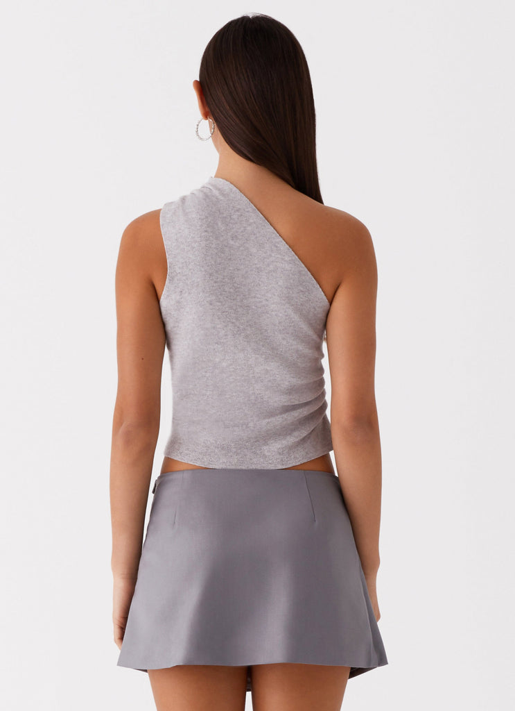 Peppermayo Peppermayo Exclusive - Indy One Shoulder Knit Top - Grey