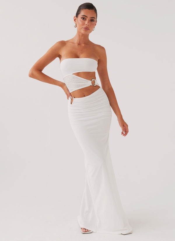 peppermayo Peppermayo Exclusive - Into Pieces Mesh Maxi Dress - White
