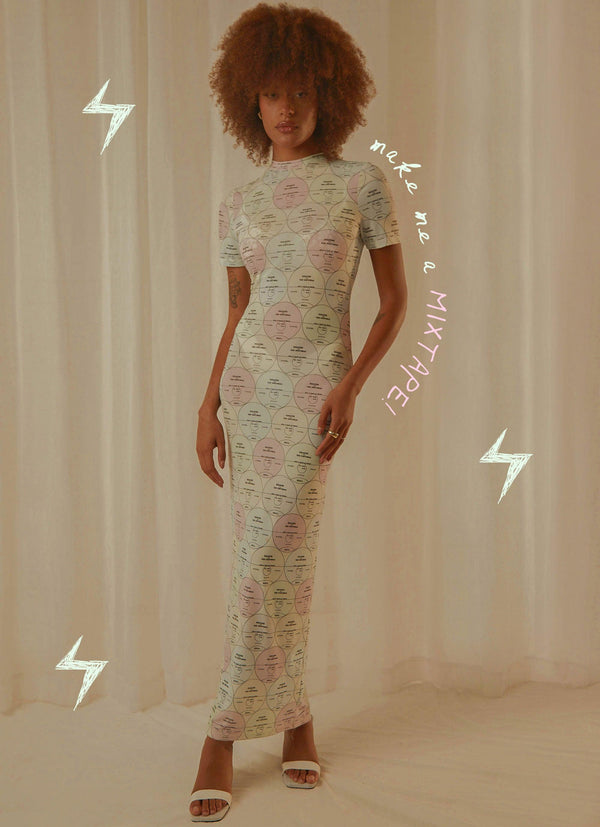 peppermayo Peppermayo Exclusive - Into the City Mesh Maxi Dress - Pastel Mixtape