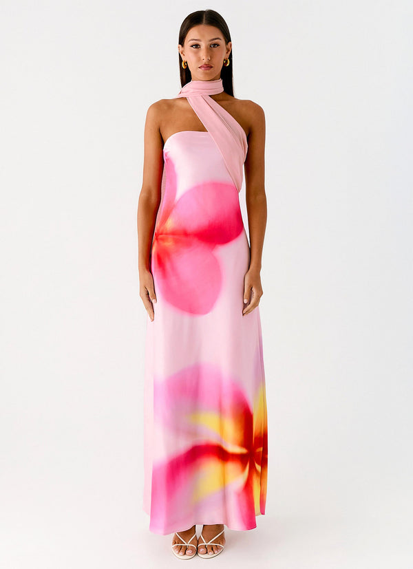 peppermayo Peppermayo Exclusive - Isa Scarf Satin Maxi Dress - Frangipani Pink
