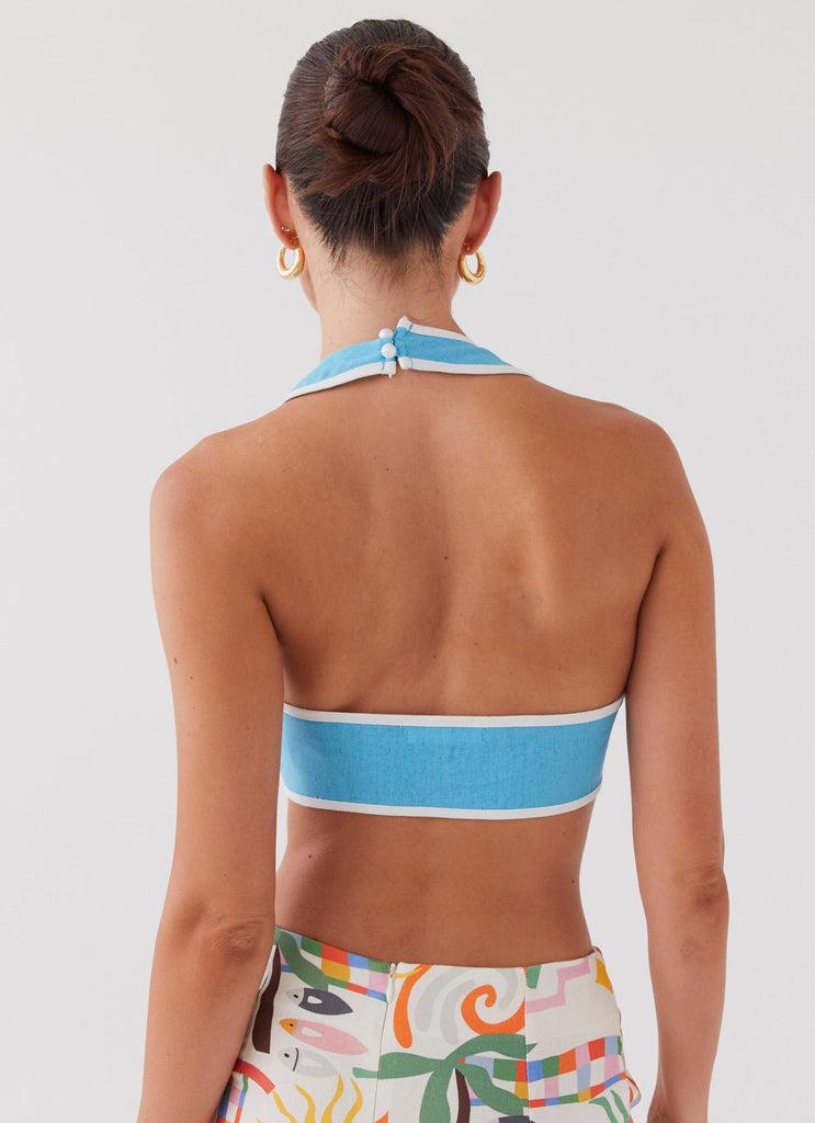 Peppermayo Peppermayo Exclusive - Isle Of Water Linen Tie Top - Azure