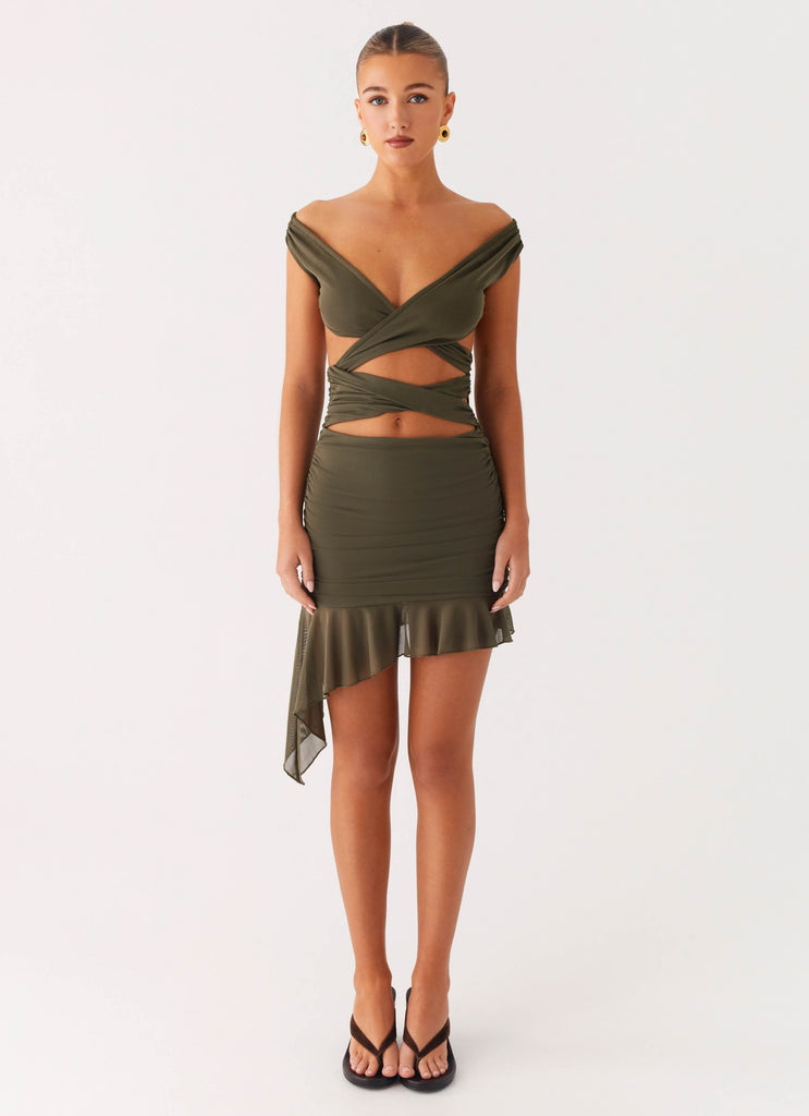 Peppermayo Peppermayo Exclusive - Ivy Whisper Mini Dress - Khaki