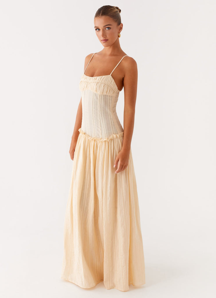 Peppermayo Peppermayo Exclusive - Jacinda Drop Waist Maxi Dress - Cream