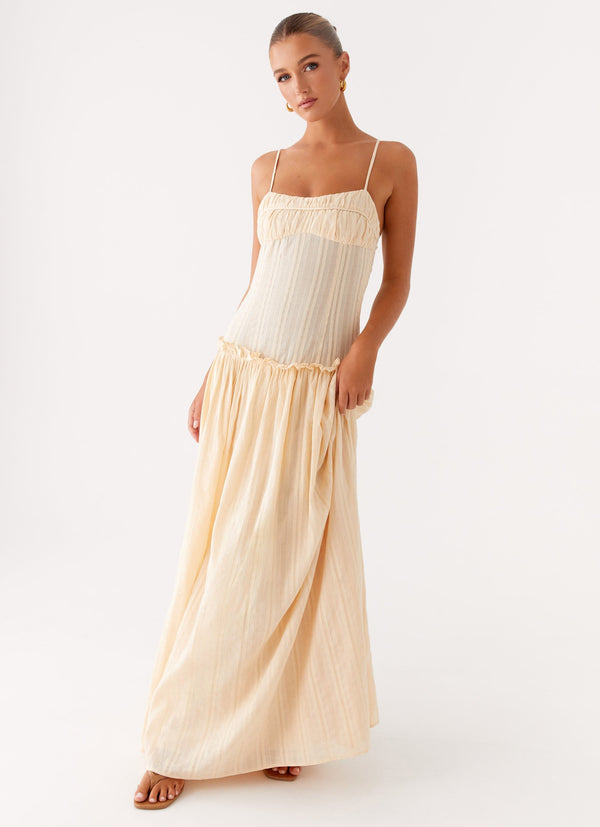 peppermayo Peppermayo Exclusive - Jacinda Drop Waist Maxi Dress - Cream
