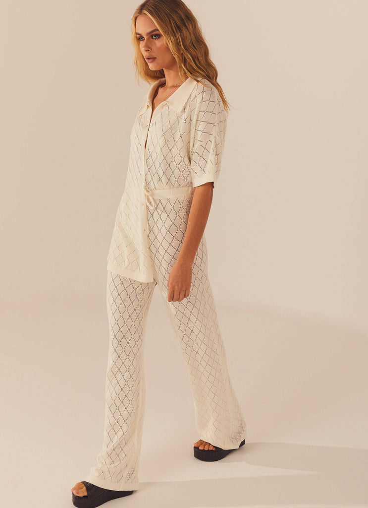 Peppermayo Peppermayo Exclusive - Jaded Knit Pants - White Sand
