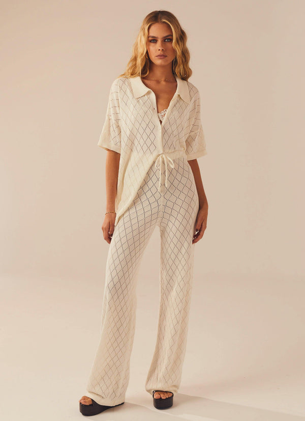 peppermayo Peppermayo Exclusive - Jaded Knit Pants - White Sand