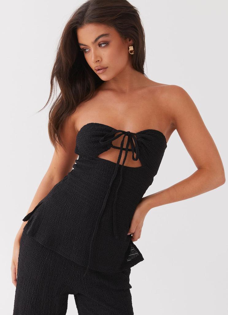 Peppermayo Peppermayo Exclusive - Jadey Strapless Waffle Top - Black