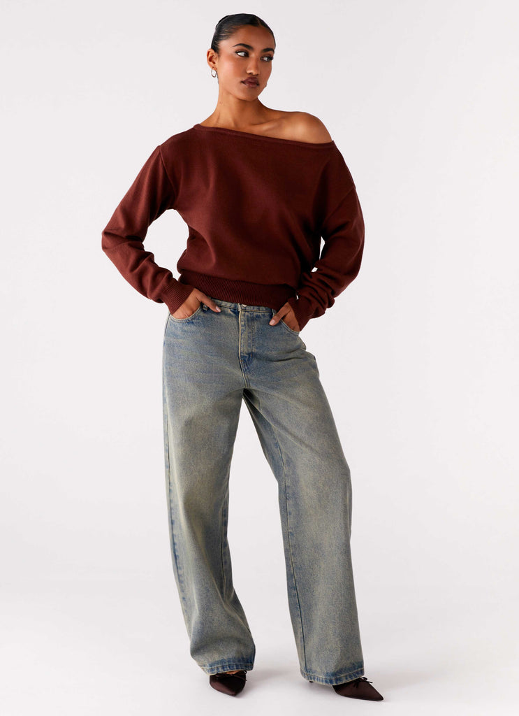 Peppermayo Peppermayo Exclusive - Jaelin Asymmetric Top - Chocolate