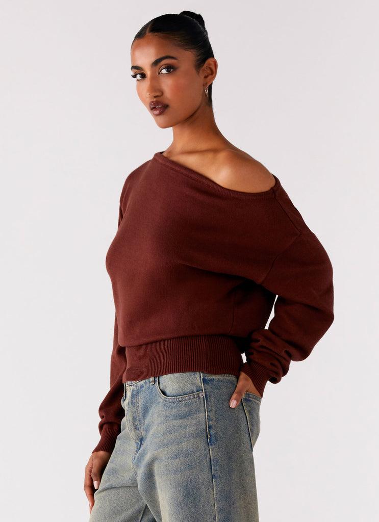 Peppermayo Peppermayo Exclusive - Jaelin Asymmetric Top - Chocolate