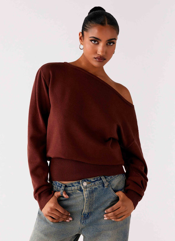peppermayo Peppermayo Exclusive - Jaelin Asymmetric Top - Chocolate