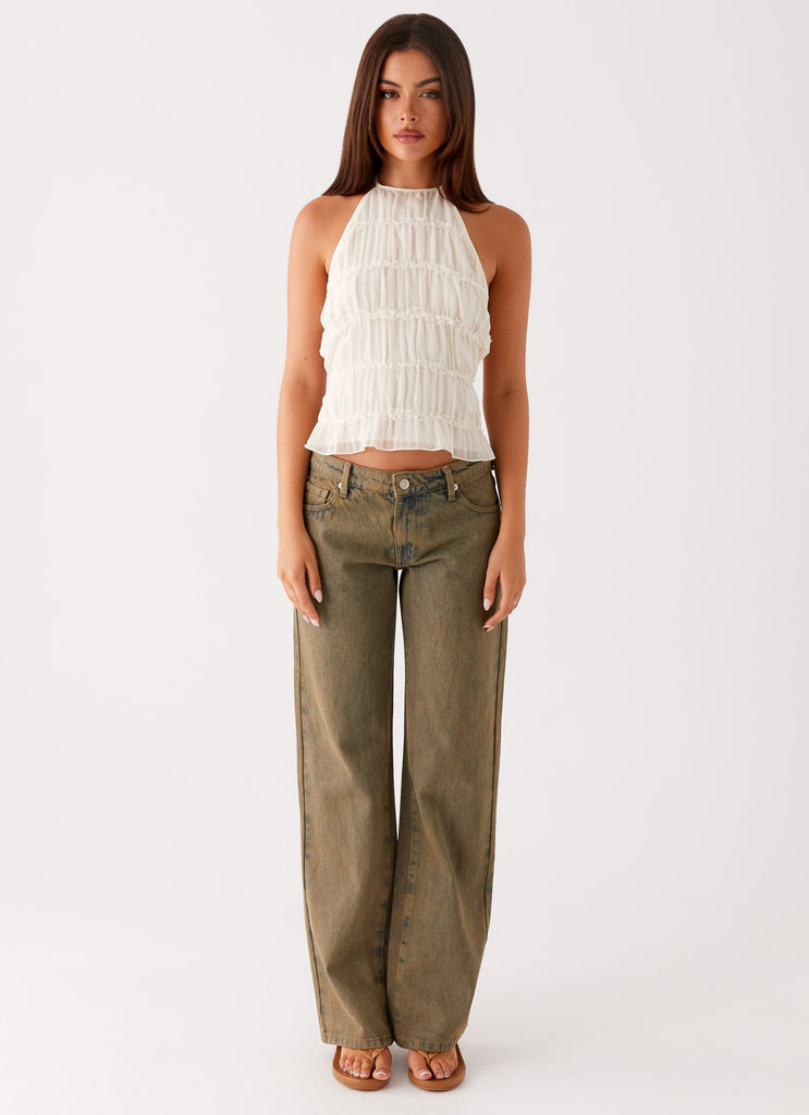 Peppermayo Peppermayo Exclusive - Jaiden Low Rise Denim Jeans - Brown Sand Wash
