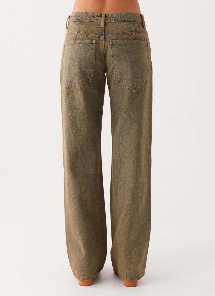 Peppermayo Peppermayo Exclusive - Jaiden Low Rise Denim Jeans - Brown Sand Wash