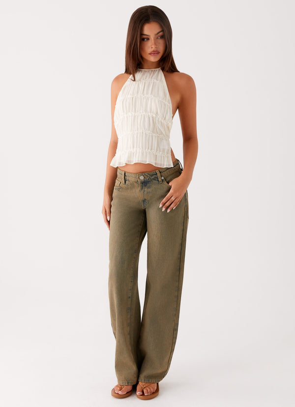 peppermayo Peppermayo Exclusive - Jaiden Low Rise Denim Jeans - Brown Sand Wash