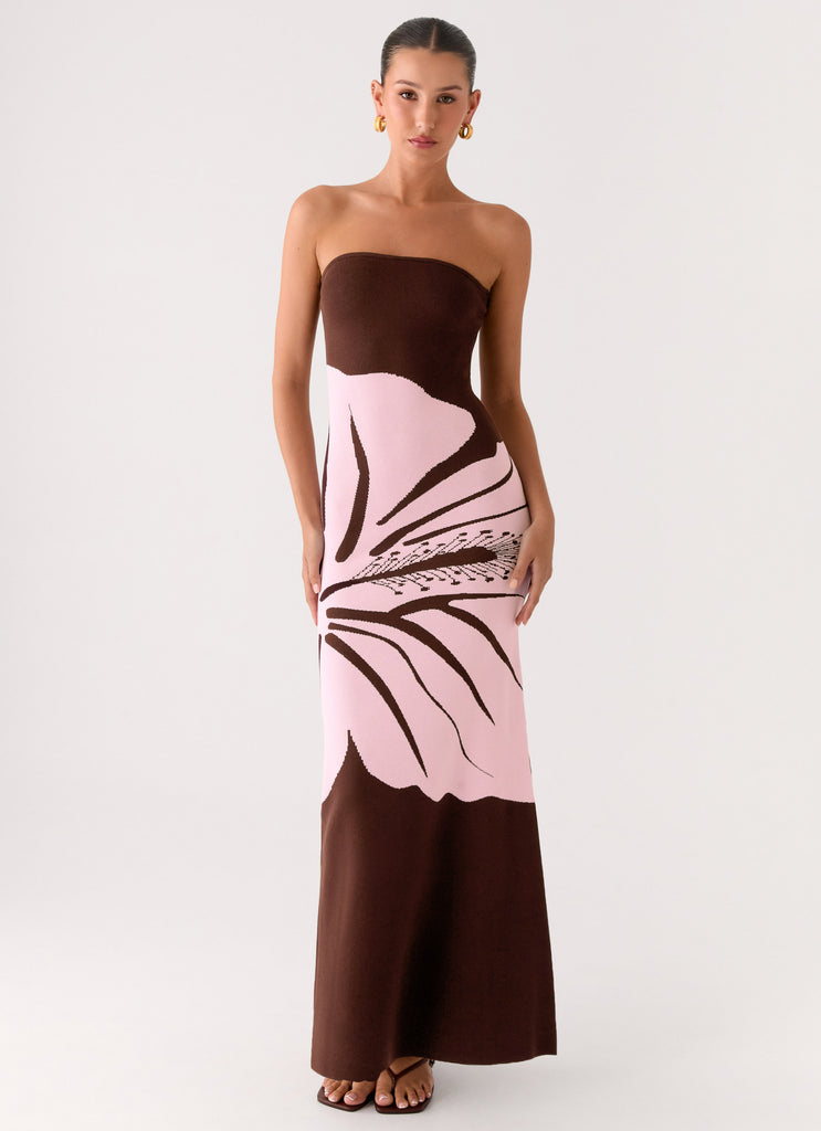 Peppermayo Peppermayo Exclusive - Jala Strapless Knit Maxi Dress - Espresso Meadow