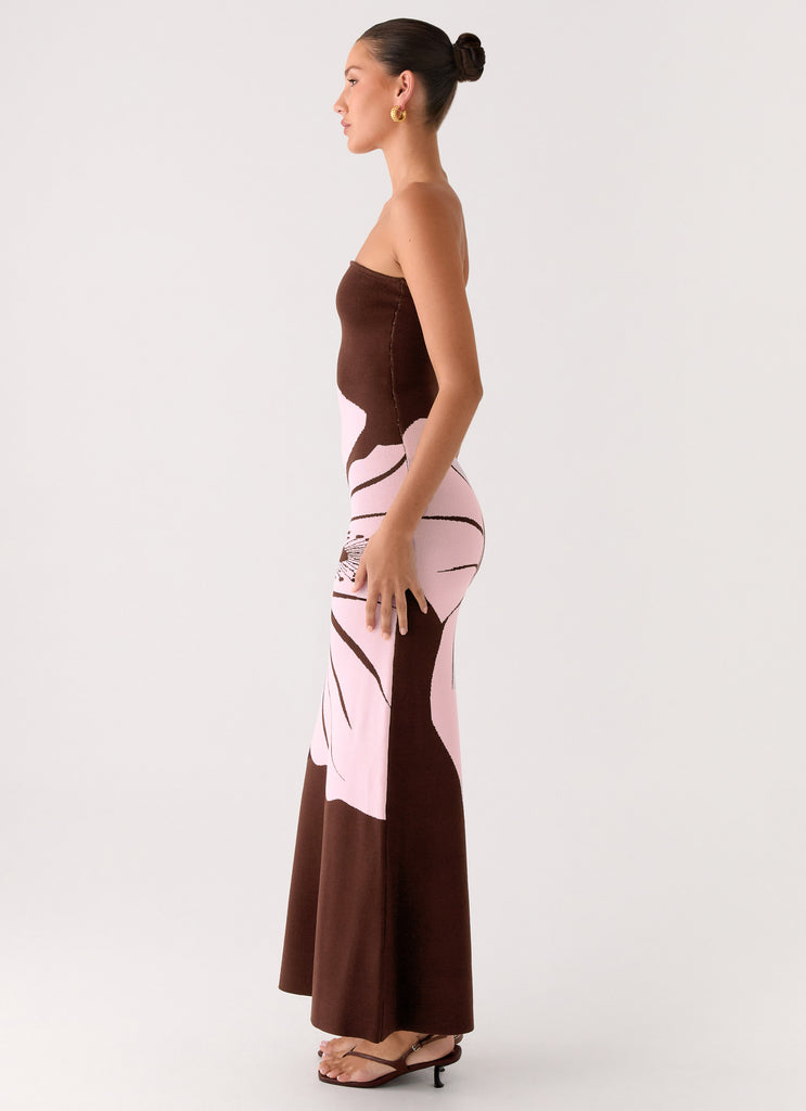 Peppermayo Peppermayo Exclusive - Jala Strapless Knit Maxi Dress - Espresso Meadow