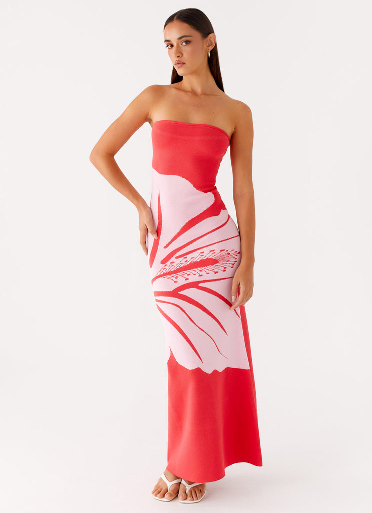 Peppermayo Peppermayo Exclusive - Jala Strapless Knit Maxi Dress - Red Floral