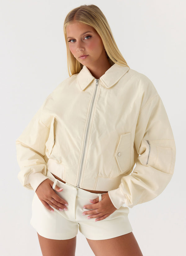 peppermayo Peppermayo Exclusive - Jameson Bomber Jacket - Ivory