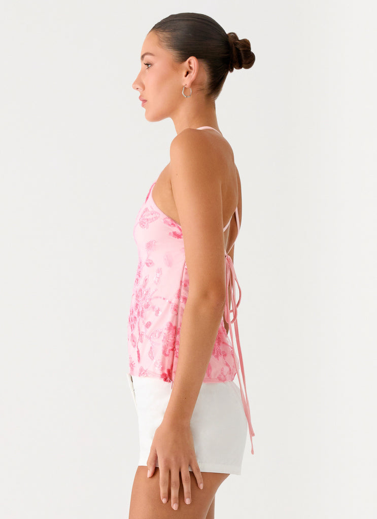 Peppermayo Peppermayo Exclusive - Janelle Beaded Halter Top - Pink