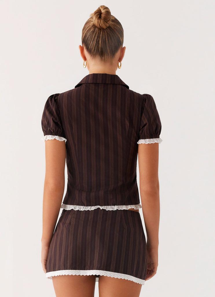 Peppermayo Peppermayo Exclusive - Janette Low Rise Micro Mini Skort - Toffee Stripe