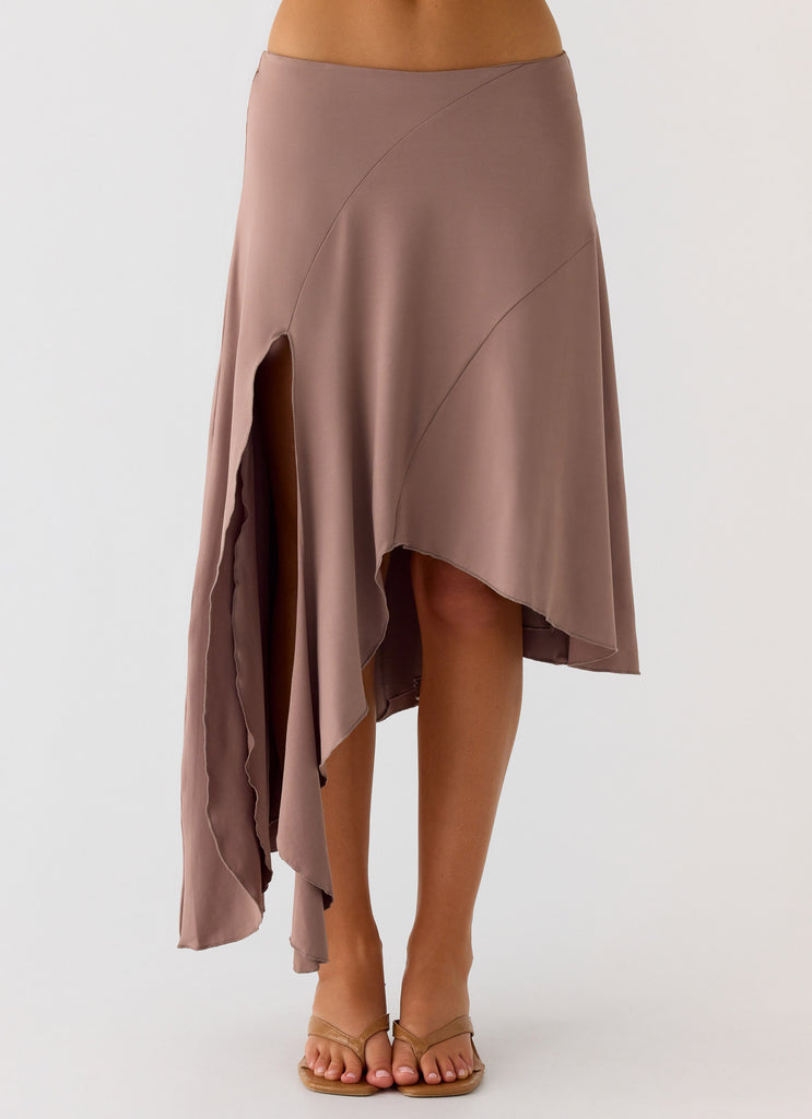 Peppermayo Peppermayo Exclusive - Jisoo Asymmetric Midi Skirt - Desert Taupe