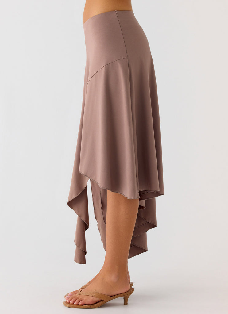 Peppermayo Peppermayo Exclusive - Jisoo Asymmetric Midi Skirt - Desert Taupe