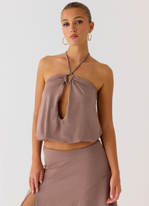 peppermayo Peppermayo Exclusive - Jisoo Halter Top - Desert Taupe peppermayo Peppermayo Exclusive - Jisoo Halter Top - Desert Taupe