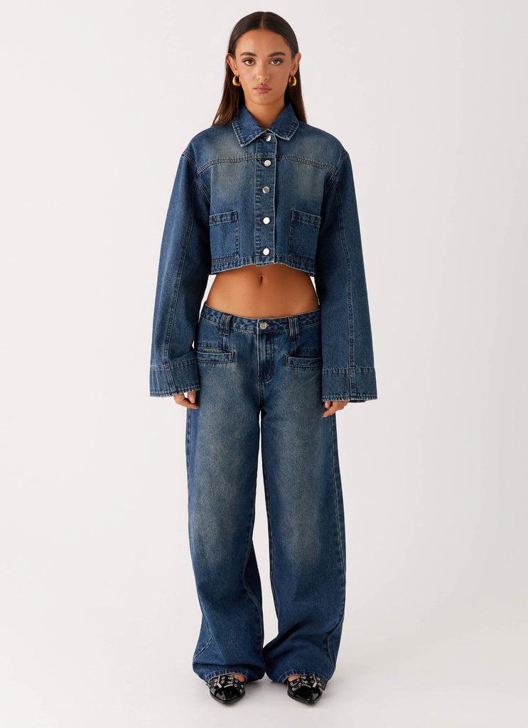 Peppermayo Peppermayo Exclusive - Joan Cropped Denim Jacket - Indigo
