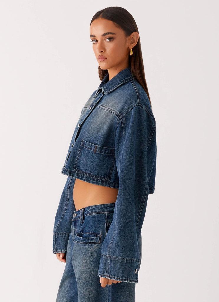 Peppermayo Peppermayo Exclusive - Joan Cropped Denim Jacket - Indigo