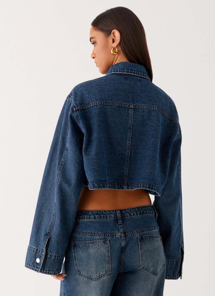 Peppermayo Peppermayo Exclusive - Joan Cropped Denim Jacket - Indigo